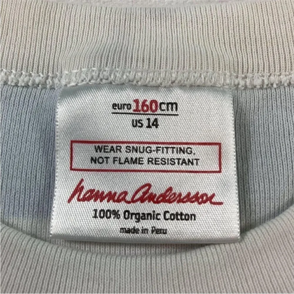 Hanna Anderson Kids White Striped Long Sleeve Snowman Sweater Pajama Set Size 14